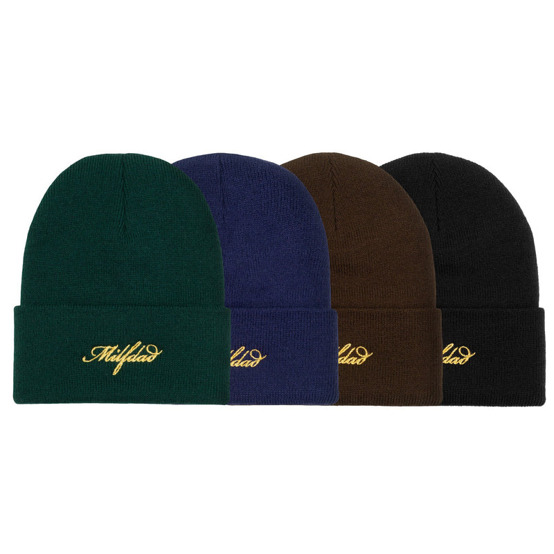 Metallic Script Logo Beanie - - MILFDAD