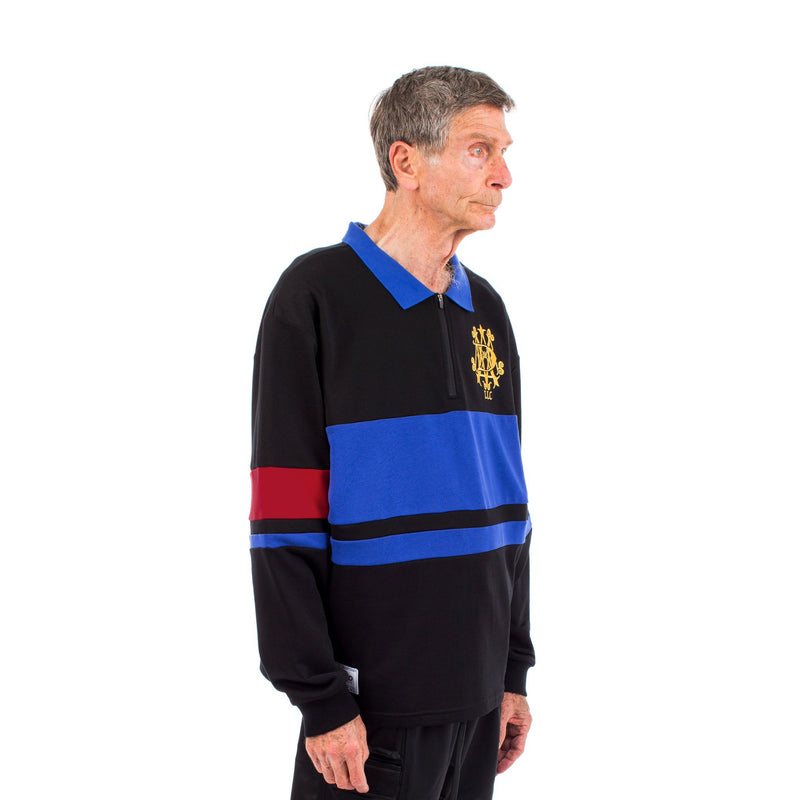 Striped Rugby Shirt with Embroidered Crest - - MILFDAD