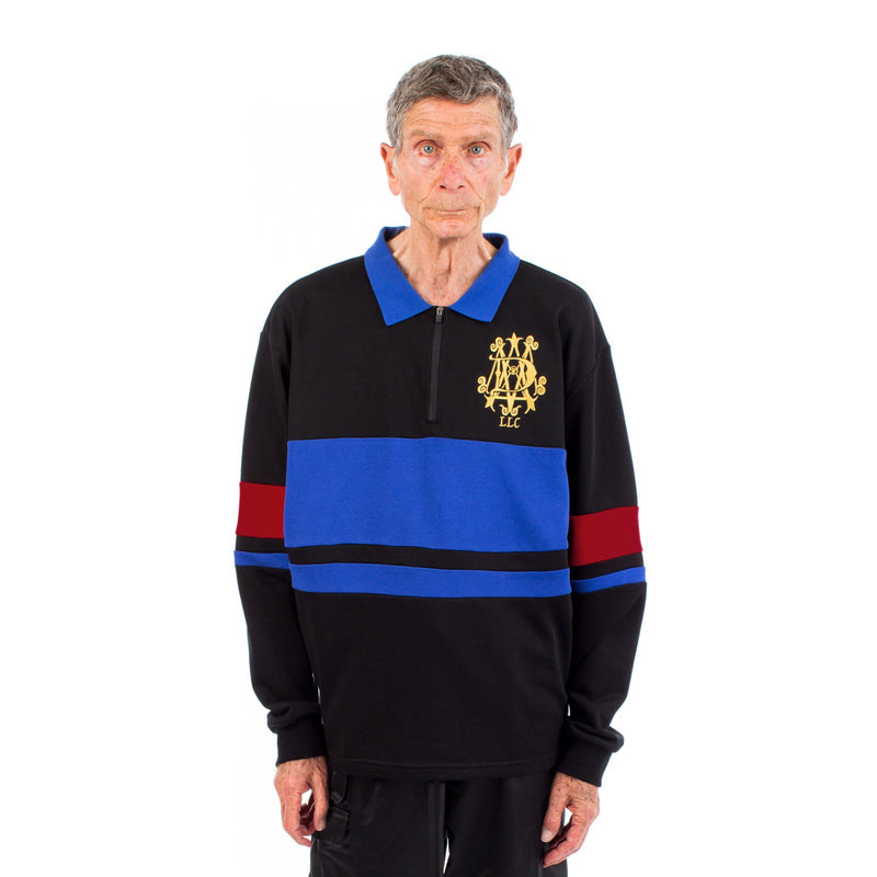 Striped Rugby Shirt with Embroidered Crest - - MILFDAD