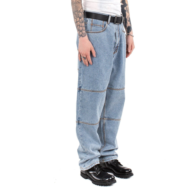Triple Stitch Baggy Jeans - Light Blue - - MILFDAD