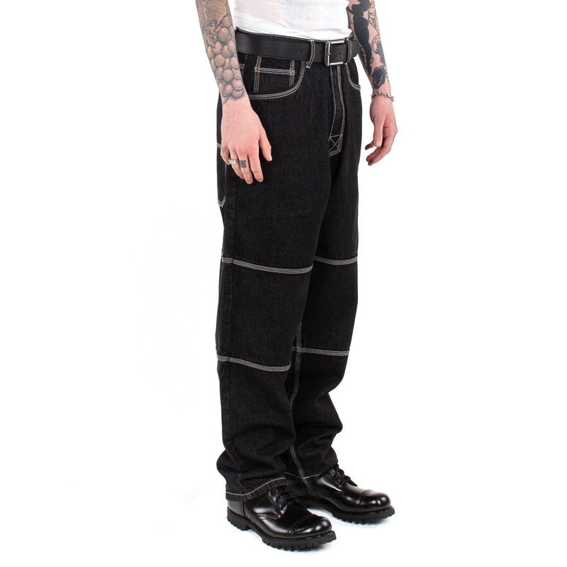 Triple Stitch Baggy Jeans - Black - - MILFDAD