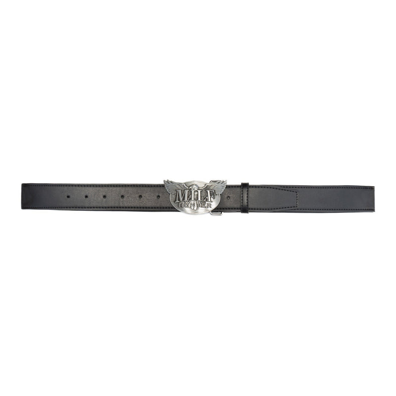 MILF Hunter Leather Belt - Black / Silver - - MILFDAD