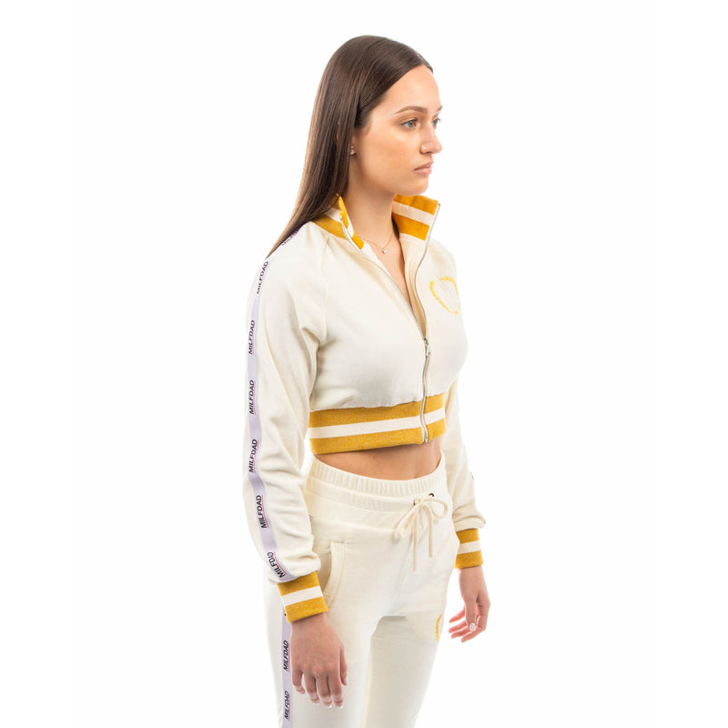 Velour Cropped Jacket - Cream / Gold - - MILFDAD