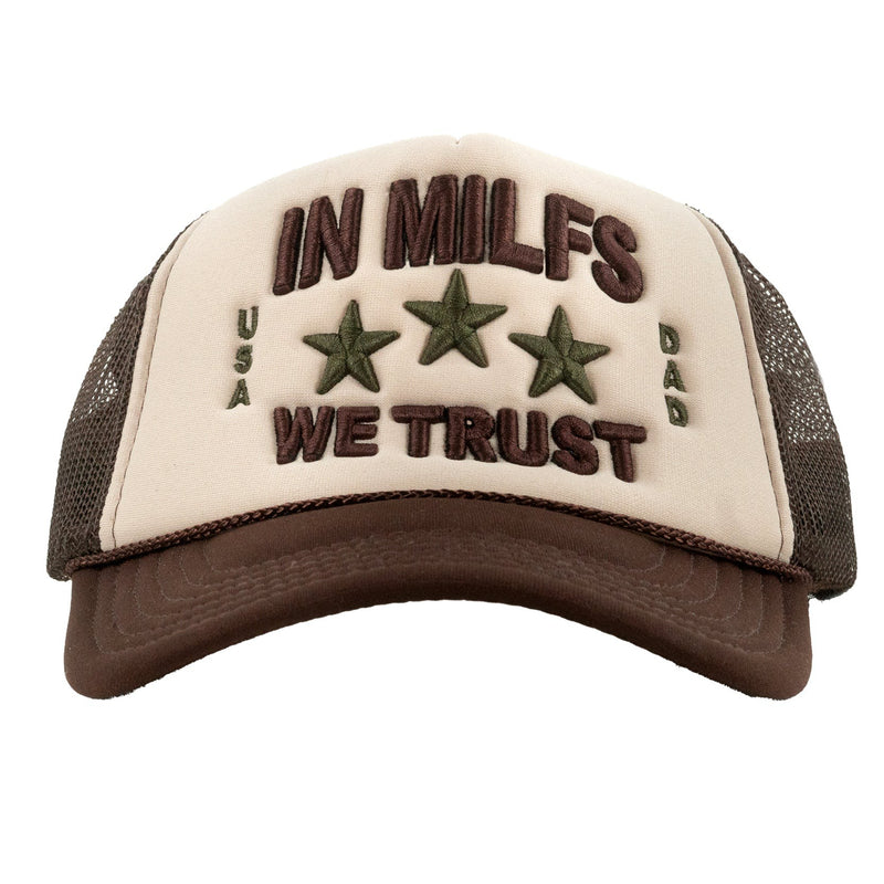 In MILFS We Trust Hat - Brown - - MILFDAD