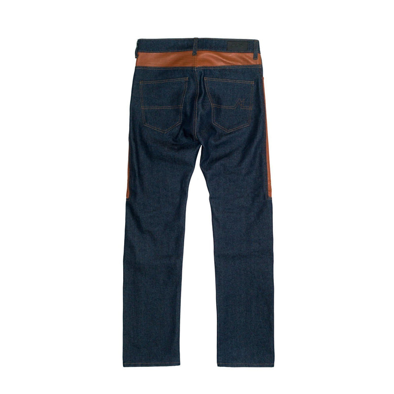 Leather Detail Denim - Indigo / Brown - - MILFDAD