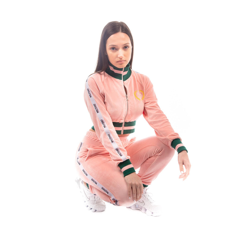 Velour Cropped Jacket - Pink - - MILFDAD